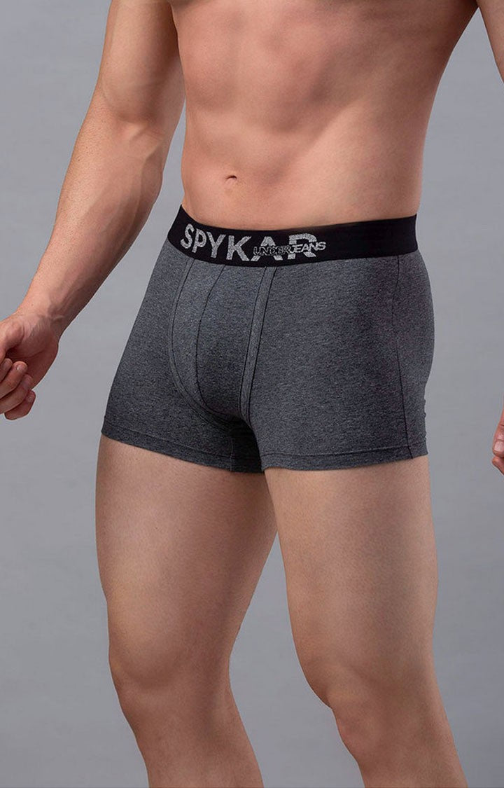 Grey Cotton Trunk for Men Premium - (Pack of 2)- UnderJeans by Spykar