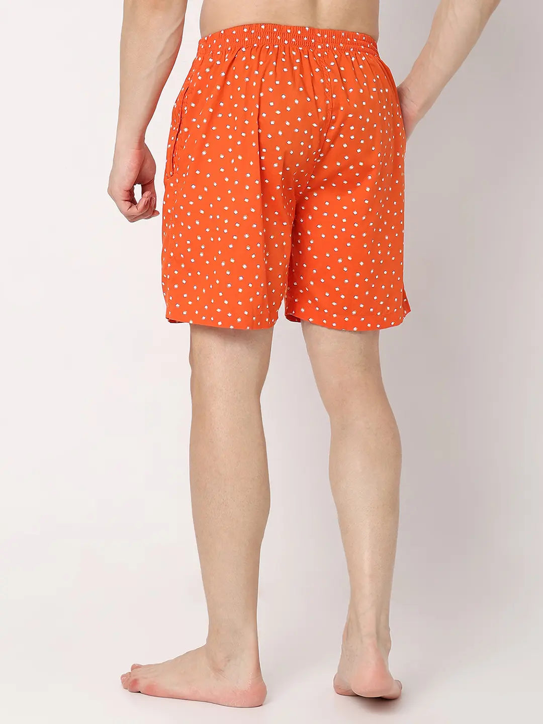 Underjeans by Spykar Men Premium Orange Cotton Blend Regular Fit Boxer Shorts