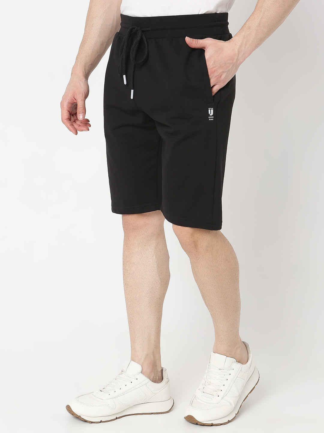 Underjeans by Spykar Men Premium Knitted Black Shorts
