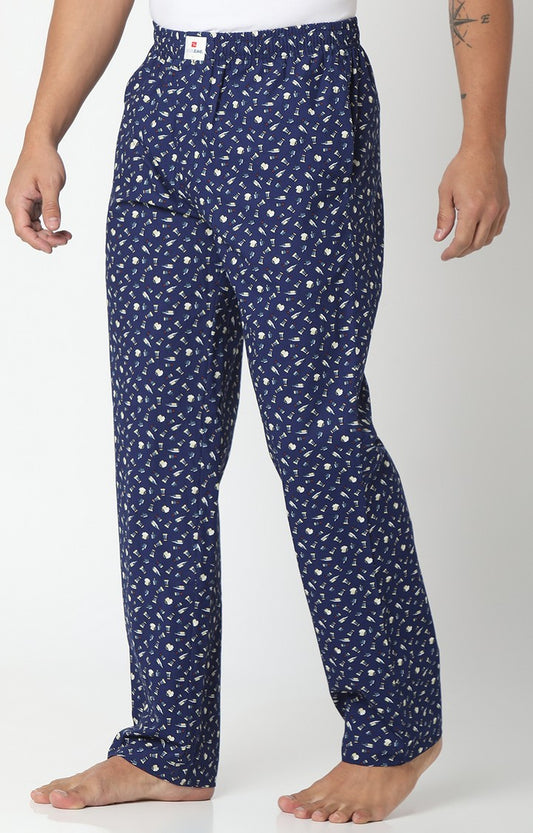 Men Premium NAVY/GREEN Cotton Printed Pyjama- UnderJeans By Spykar