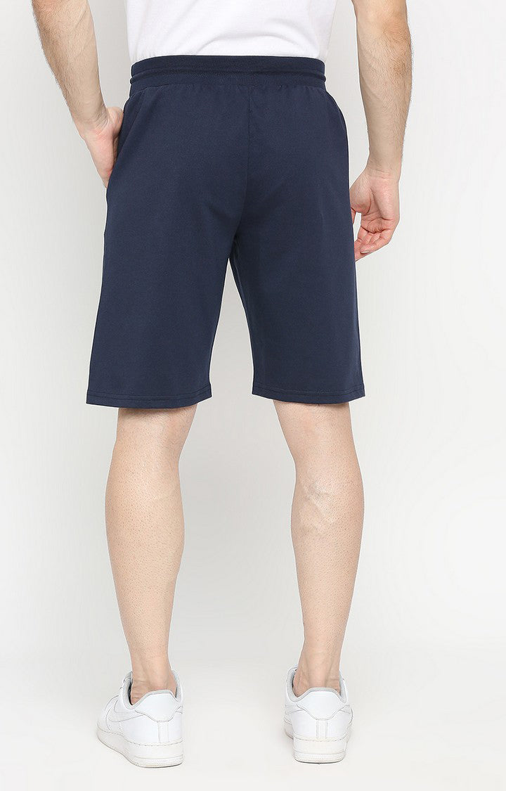 Men Premium Navy Cotton Blend Shorts - UnderJeans by Spykar