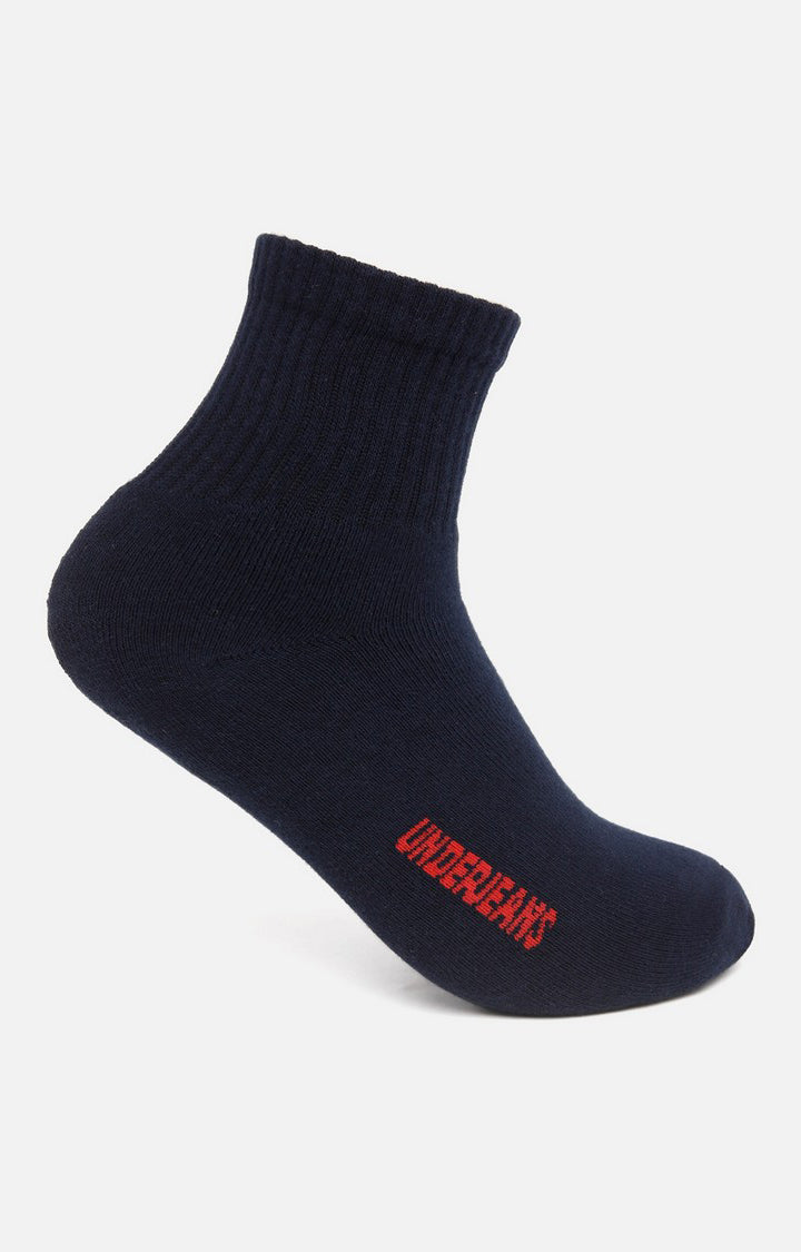 Men Premium Black Navy  Grey Ankle Length (Full Terry) (Pack of 3) Socks- UnderJeans by Spykar