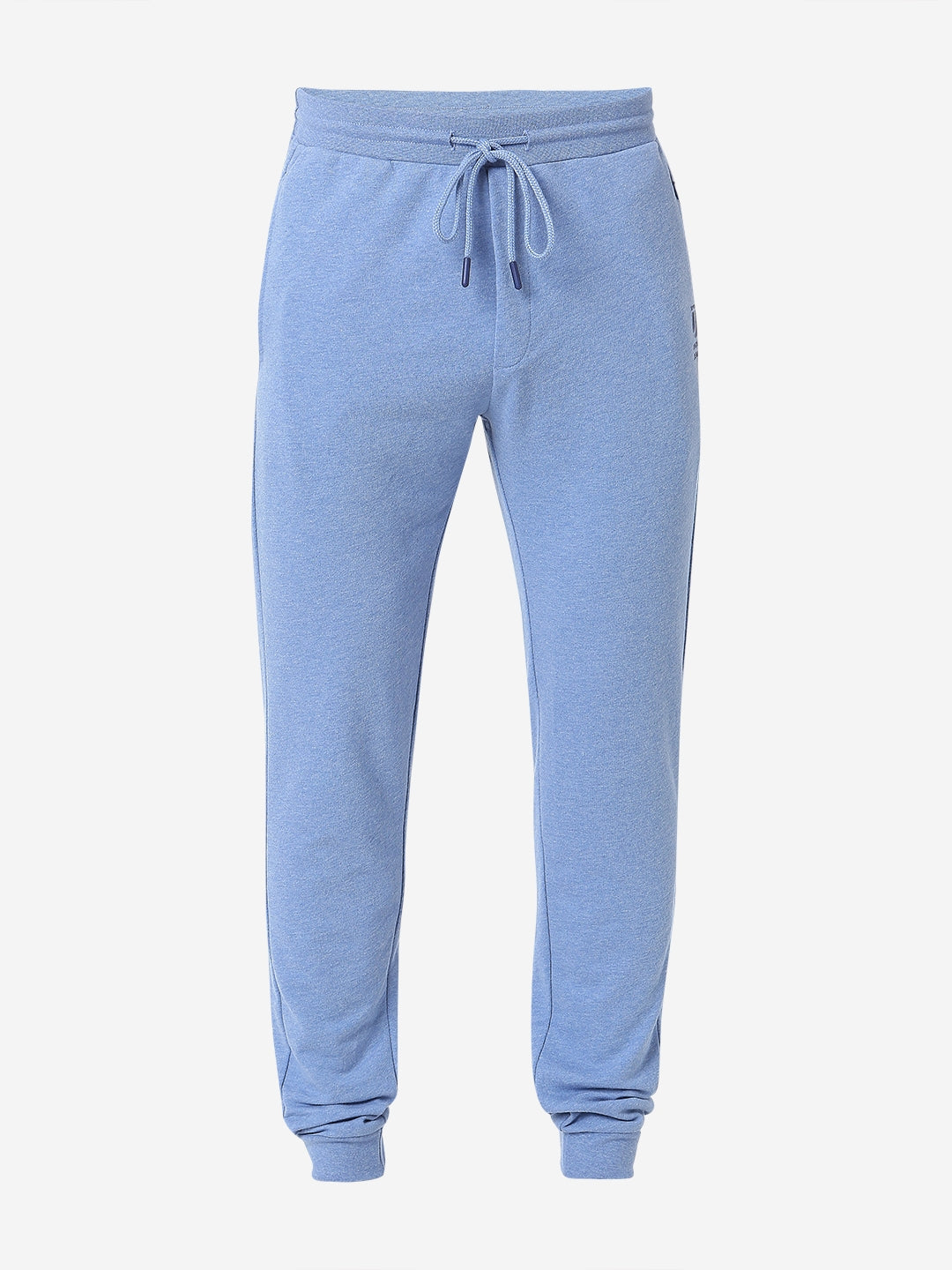 Underjeans by Spykar Men Premium Knitted Blue Melange Track Pant