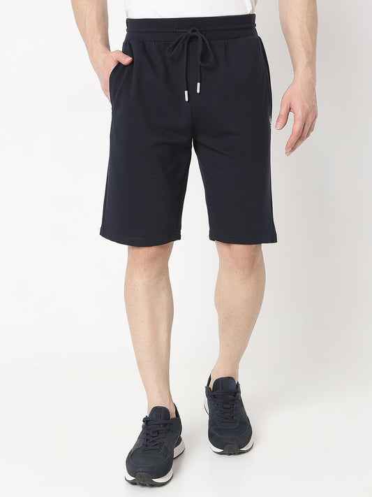 Underjeans by Spykar Men Premium Knitted Navy Shorts