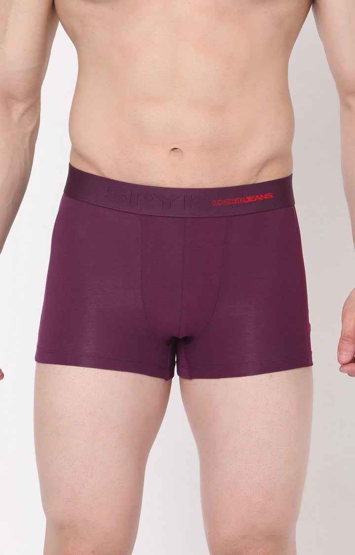 Men Premium Purple Cotton Blend Trunk- UnderJeans by Spykar