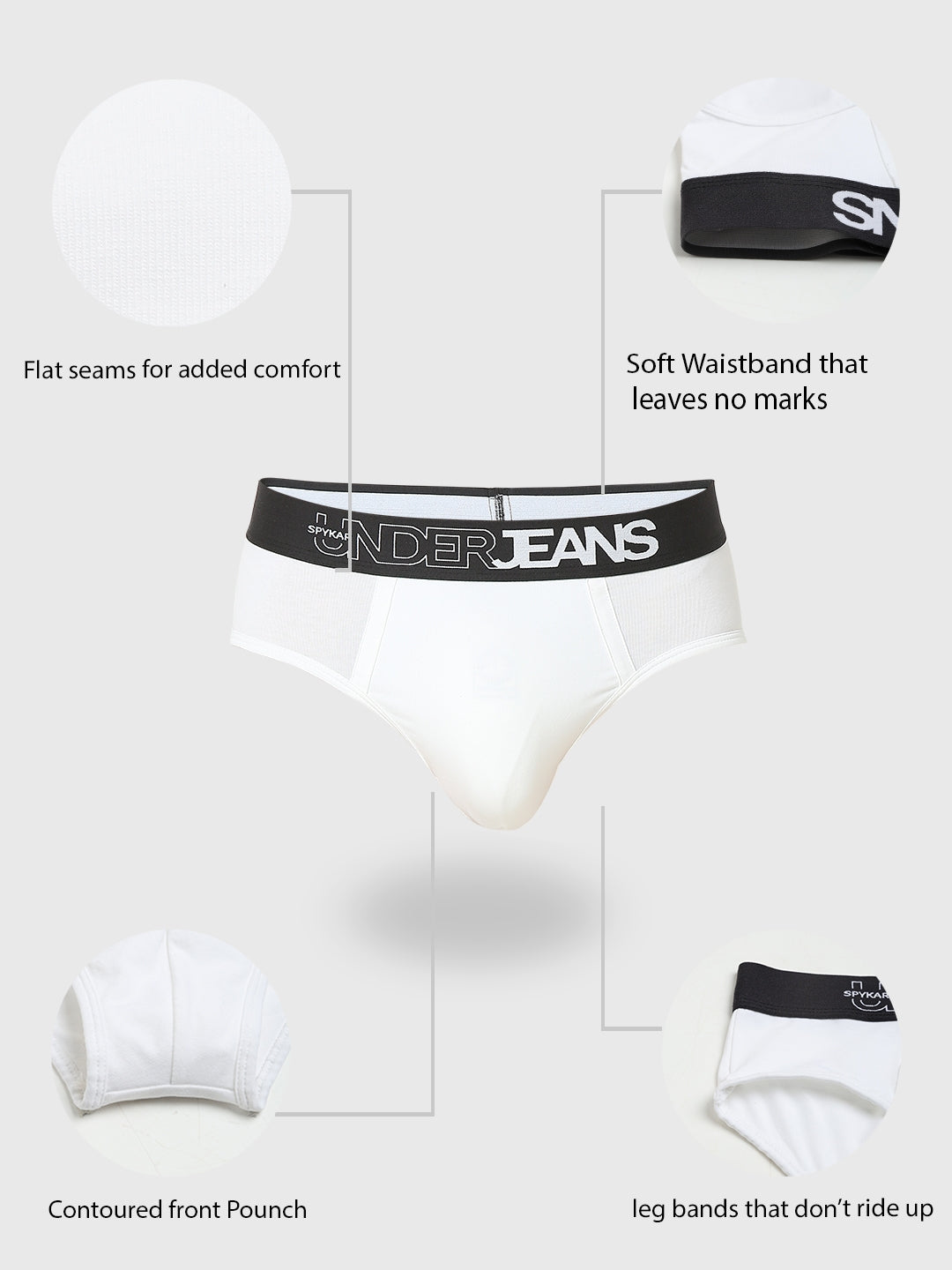 Underjeans by Spykar Men Premium White Brief Pack of 2