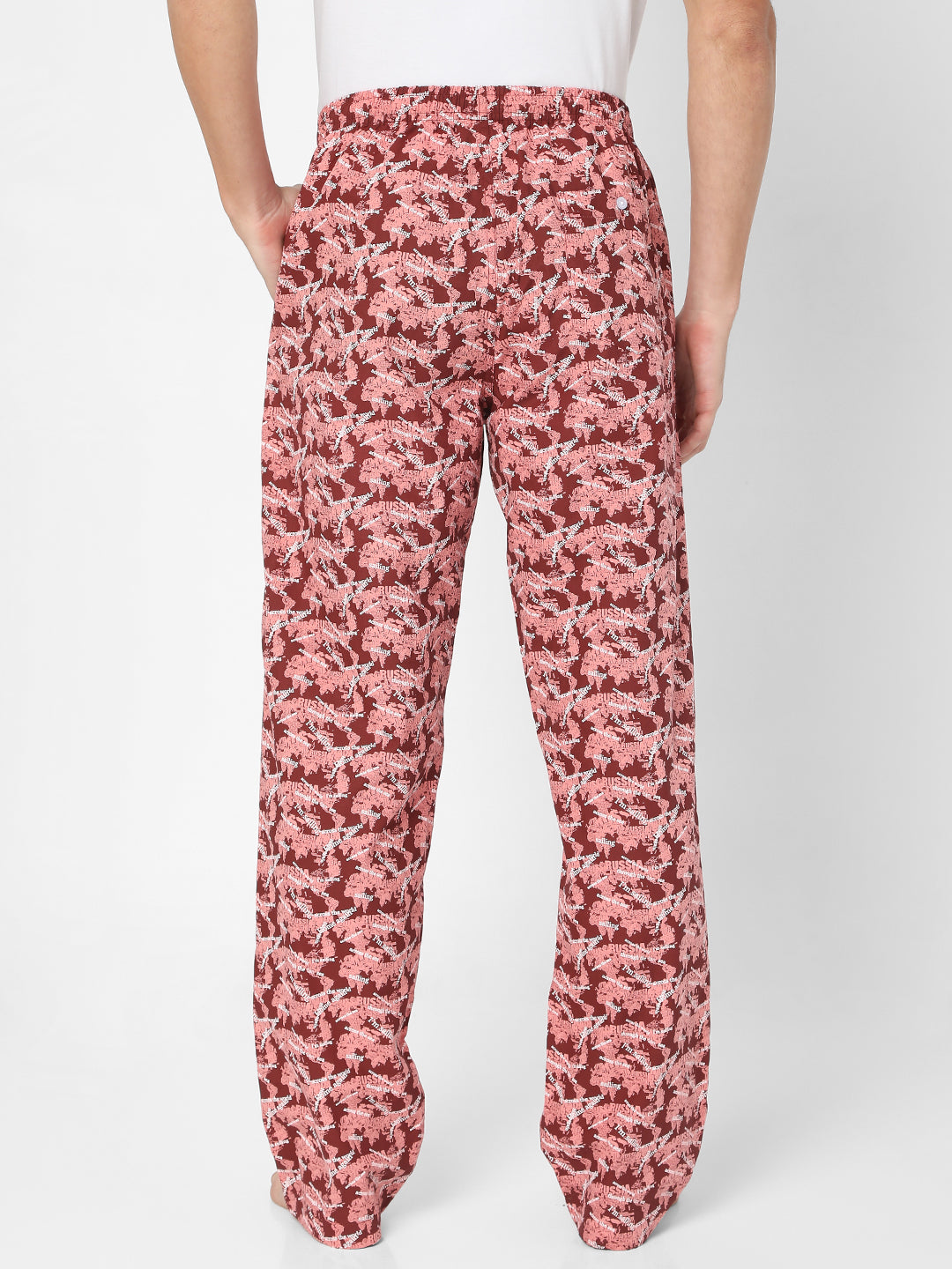 Men Premium Red Cotton Blend Regular Fit Pyjama - UnderJeans by Spykar
