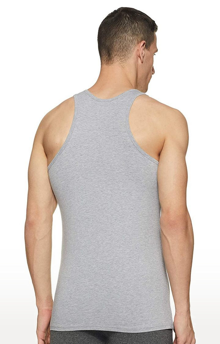 Grey Cotton Lycra Vest (Round Neck)- UnderJeans by Spykar
