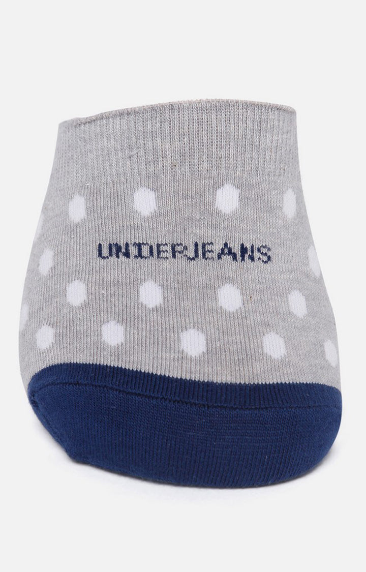 Men Premium Light Grey Navy No Show (Pack of 2) Socks- UnderJeans by Spykar