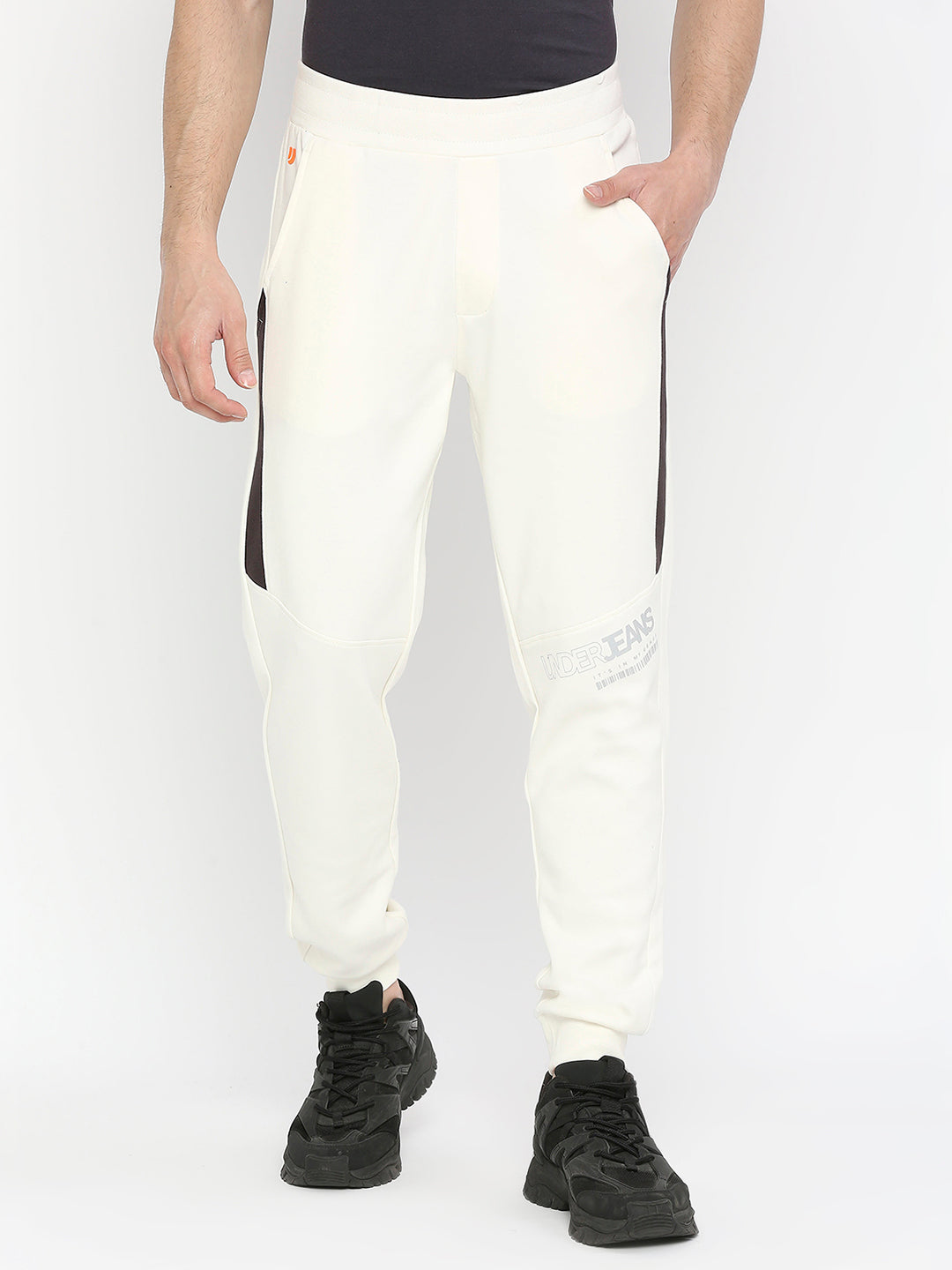 Men Premium Cotton Ecru Trackpant - UnderJeans by Spykar