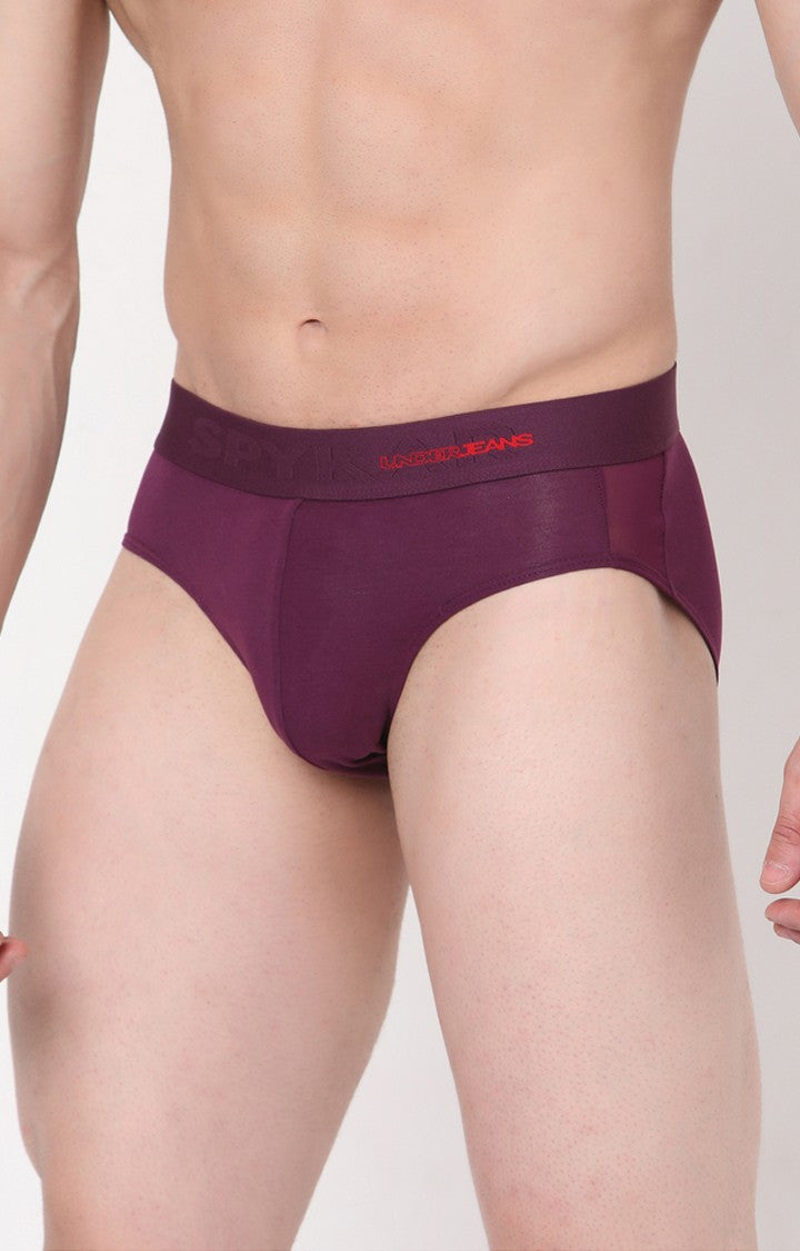 Purple Cotton Brief for Men Premium- UnderJeans by Spykar