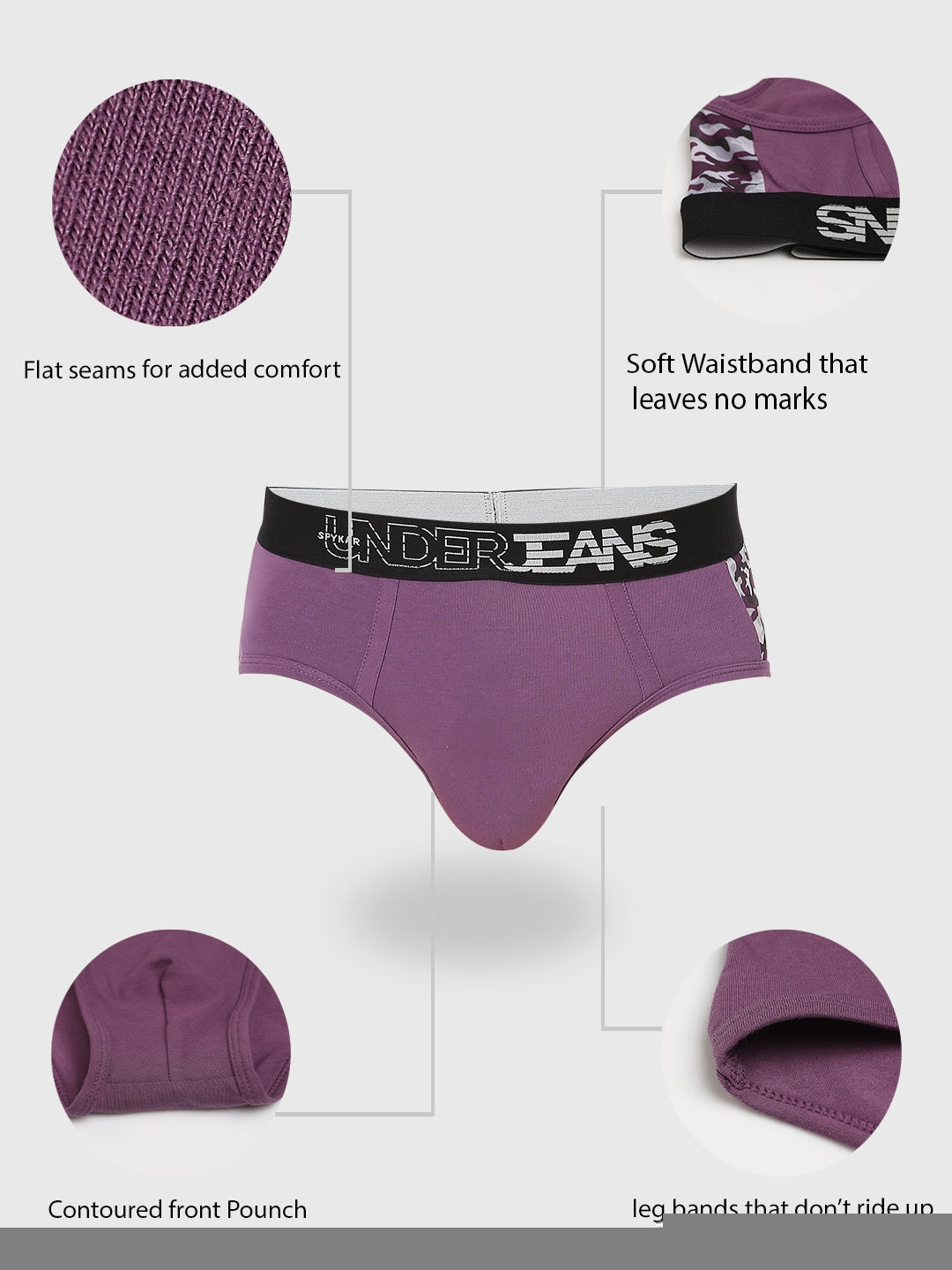 Underjeans by Spykar Men Premium Pack of 2 Black-Purple Brief