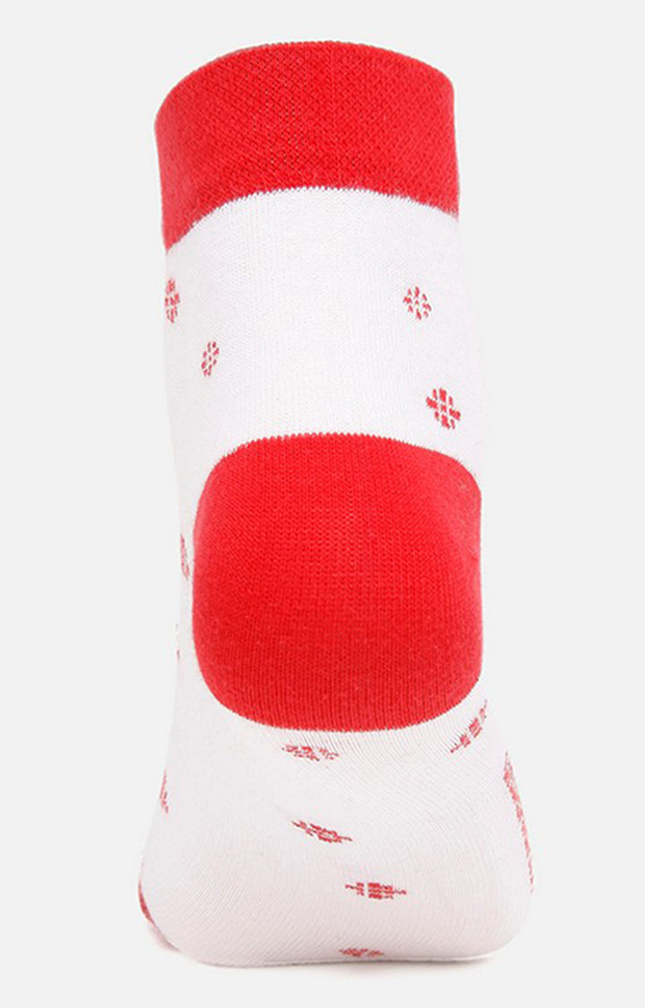 Men Premium White-Red Ankle Length (Non Terry) Single Pair of Socks- UnderJeans by Spykar