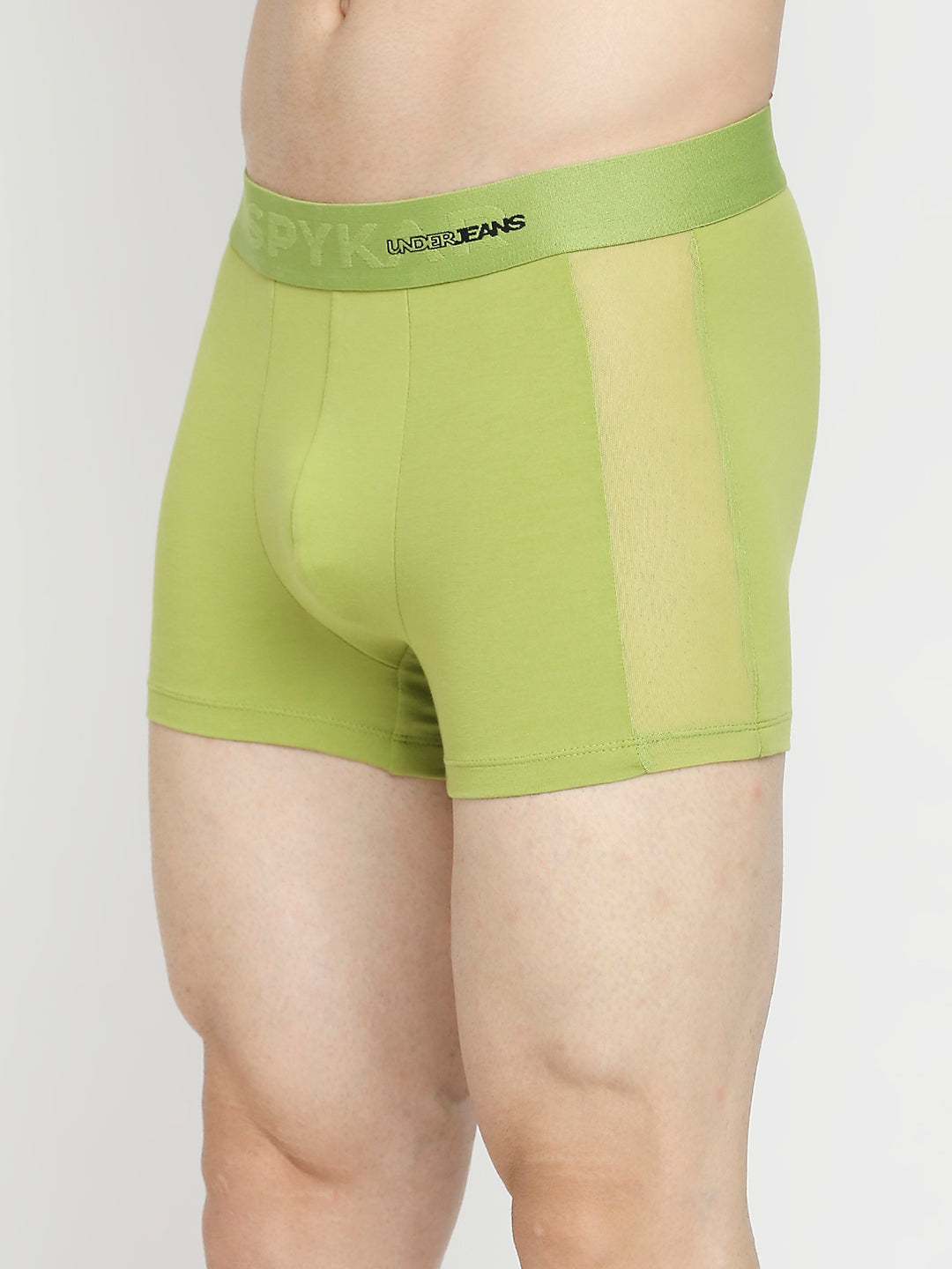 Men Premium Bright Green Cotton Blend Trunk- UnderJeans by Spykar