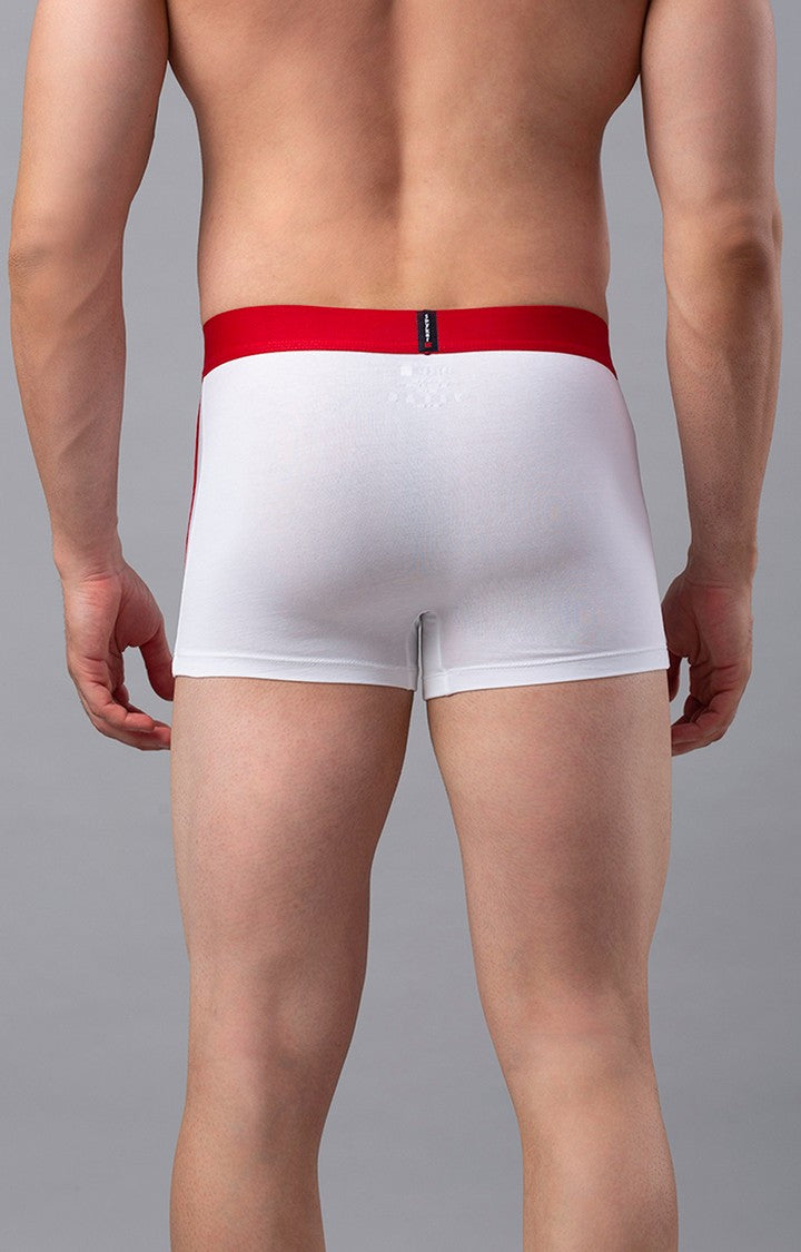 Men Premium White-Red Cotton Blend Trunk- UnderJeans by Spykar