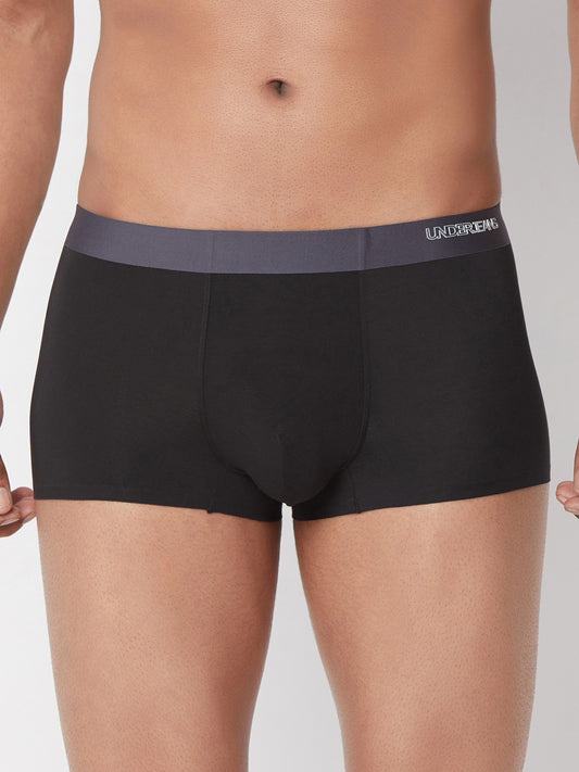 Men Black Solid Super Premium Bonded Elastic Trunk - UnderJeans by Spykar