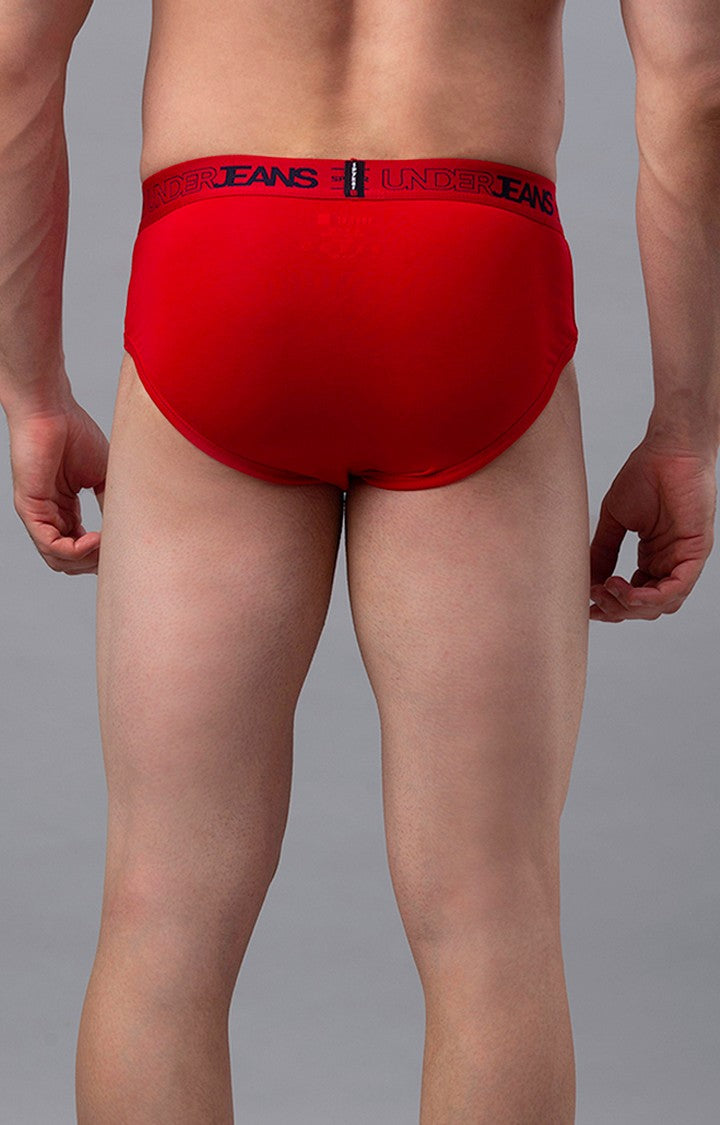 Men Premium Cotton Blend Red Brief- UnderJeans by Spykar