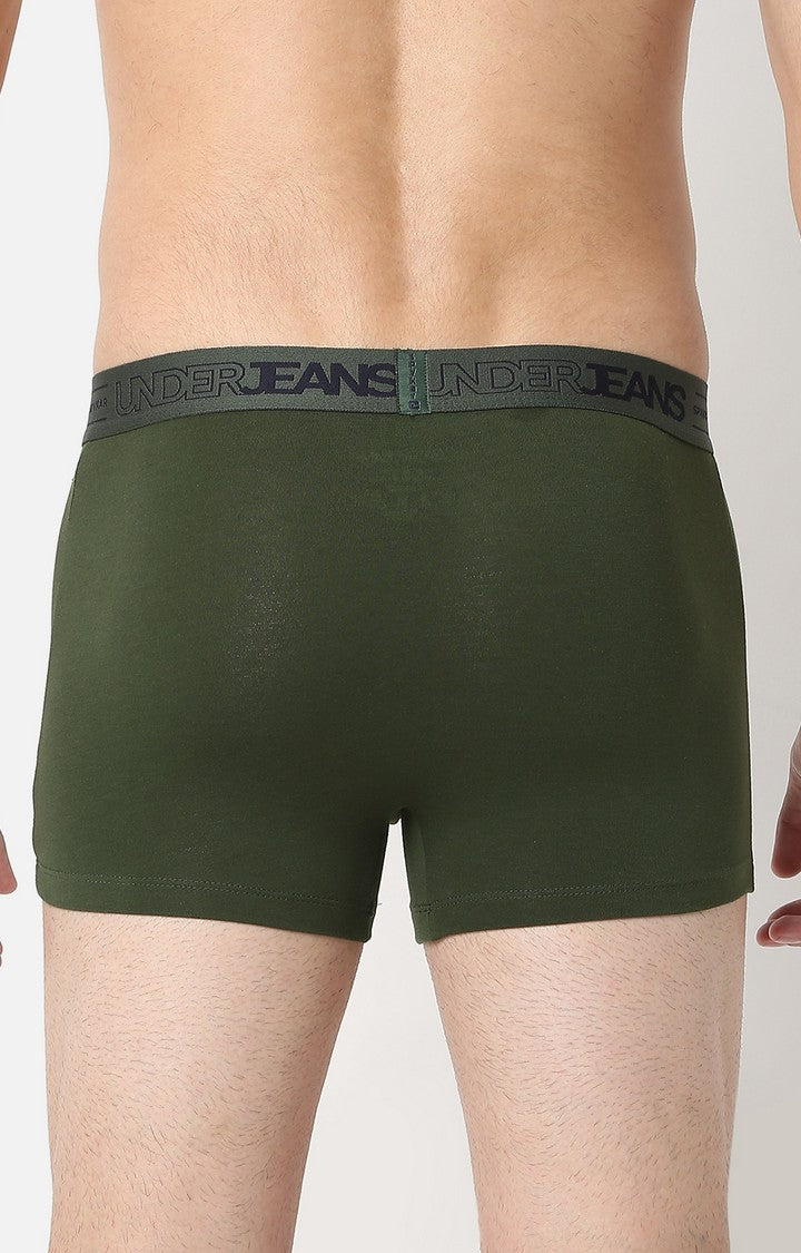Men Premium Olive Cotton Trunk - UnderJeans by Spykar