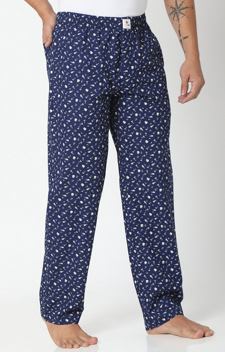 Men Premium NAVY/GREEN Cotton Printed Pyjama- UnderJeans By Spykar
