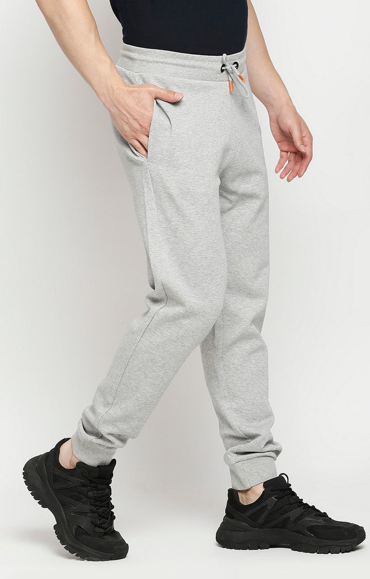 Men Premium Cotton Blend Knitted Grey Trackpant- UnderJeans by Spykar