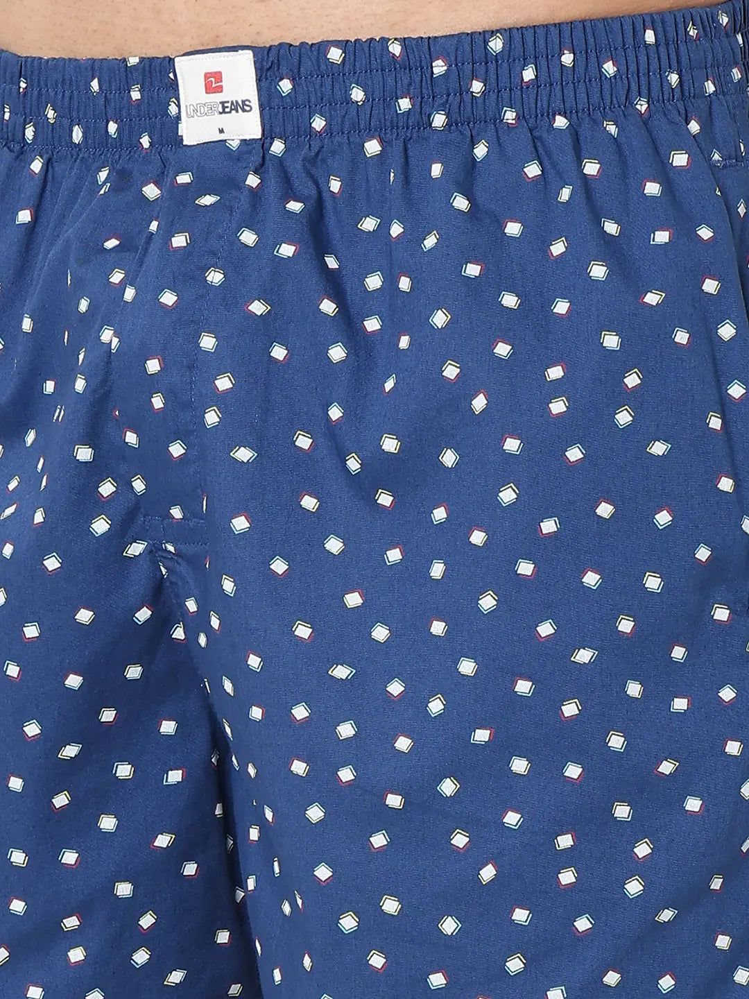 Underjeans by Spykar Men Premium Blue Cotton Blend Regular Fit Boxer Shorts