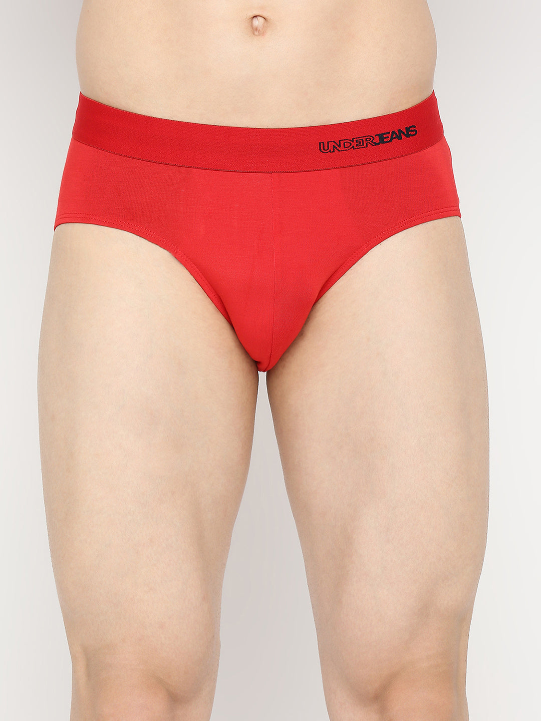 Men Premium Micromodal Red Brief - UnderJeans by Spykar