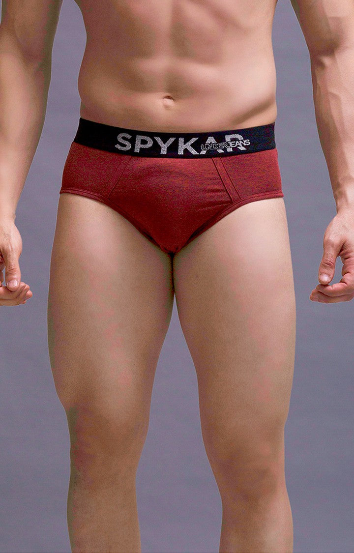 Red Cotton Brief for Men Premium - (Pack of 2)- UnderJeans by Spykar
