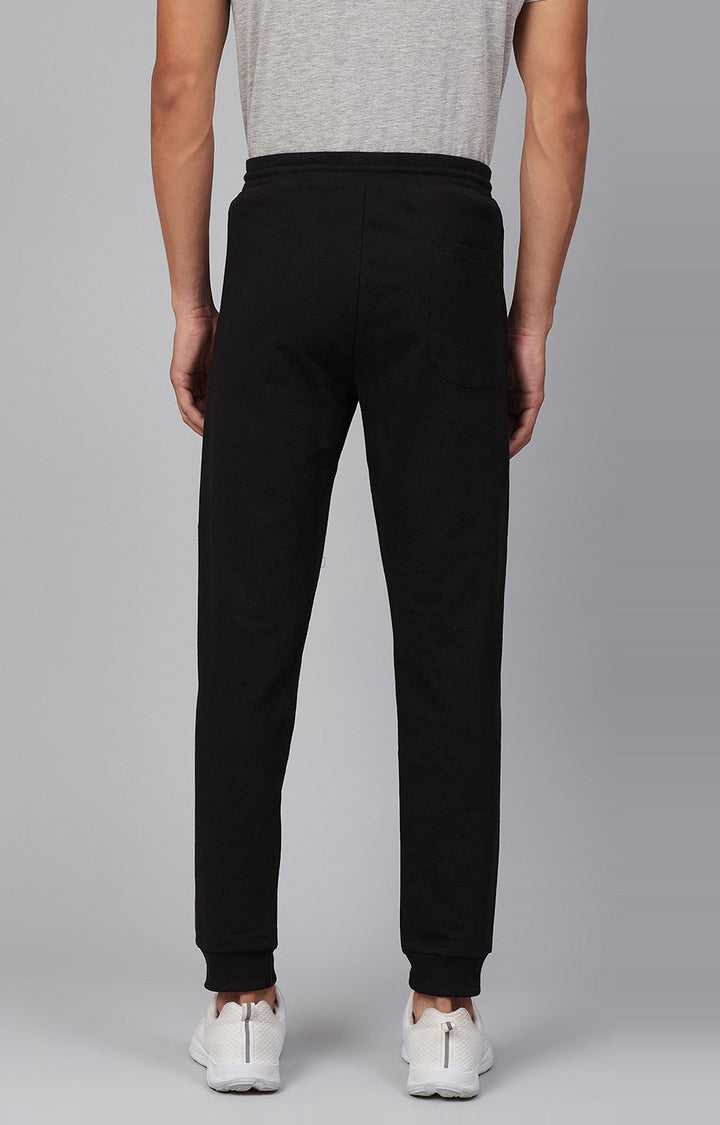 Black Cotton Blend Solid Trackpants- UnderJeans by Spykar