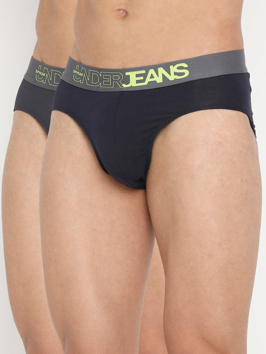 Men Premium Assorted Cotton Blend Brief Pack of 2 - UnderJeans by Spykar