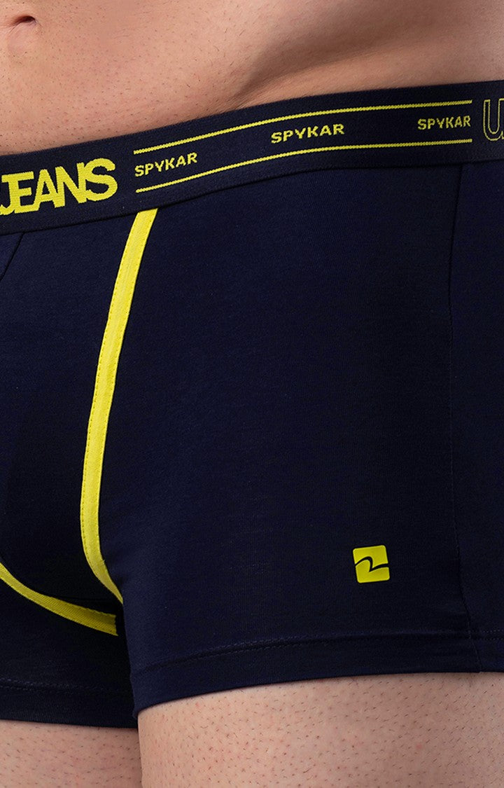 Men Premium Navy Cotton Blend Trunk- UnderJeans by Spykar