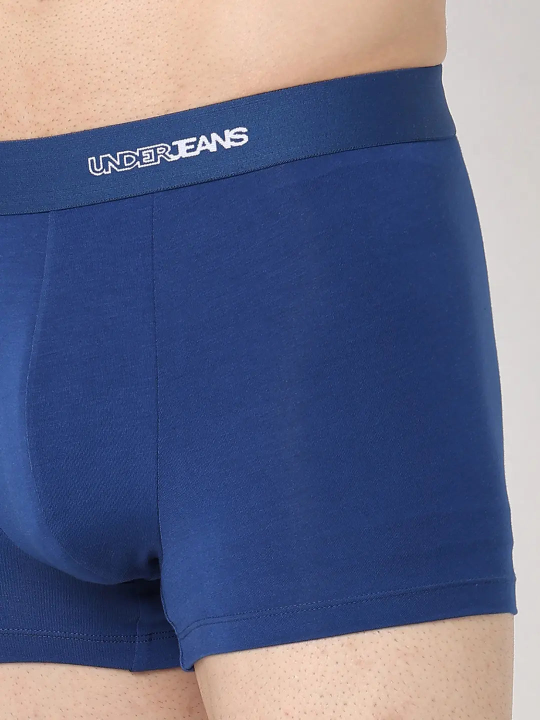 Underjeans by Spykar Men Premium Dark Blue Cotton Blend Regular Fit Trunk