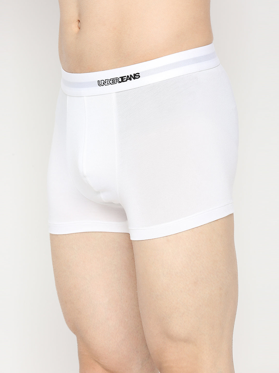 Men Premium Micromodal White Trunk - UnderJeans by Spykar
