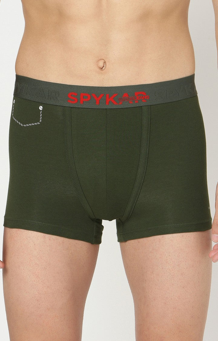 Men Premium Olive Cotton Blend Trunk- UnderJeans by Spykar