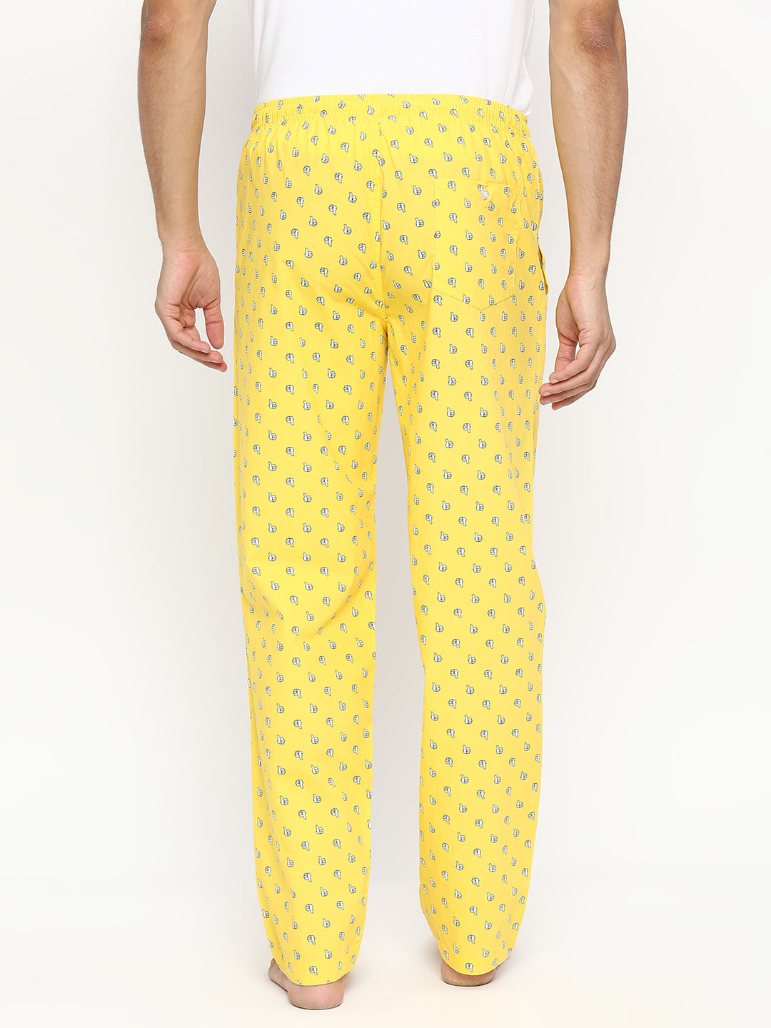 Men Premium Yellow Cotton Woven Pyjama - UnderJeans by Spykar