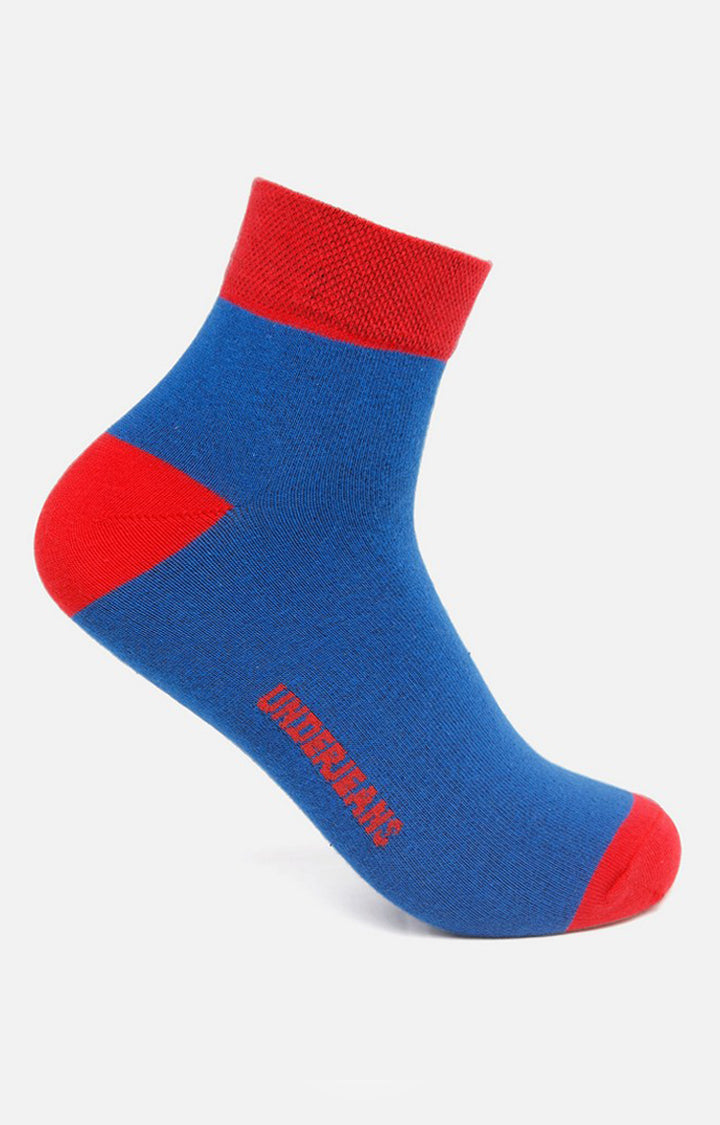 Men Premium Blue Green Grey Red Ankle Length (Non Terry) (Pack of 4) Socks- UnderJeans by Spykar