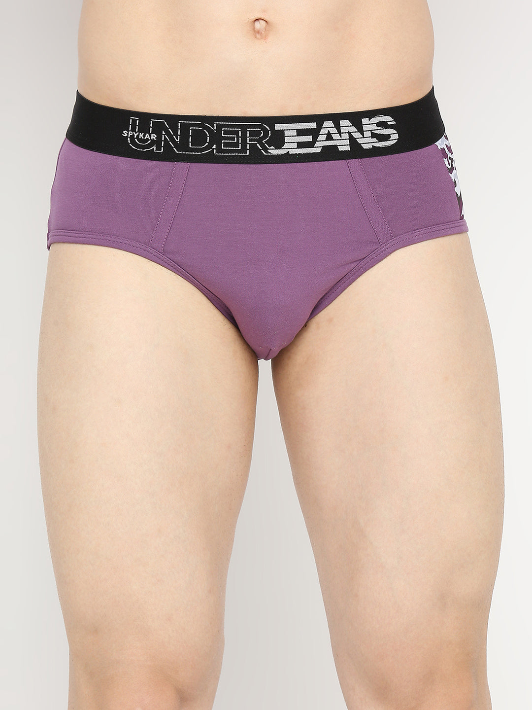 Men Premium Dull Purple Cotton Blend Brief - UnderJeans by Spykar