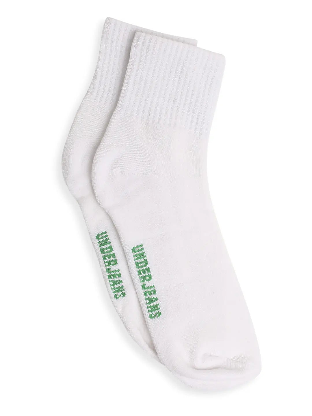 Men Premium White Cotton Socks - Pack Of 3- UnderJeans by Spykar