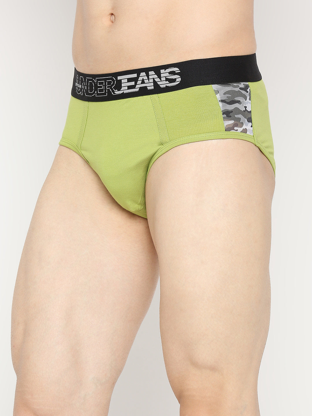 Men Premium Bright Green Cotton Blend Brief - UnderJeans by Spykar