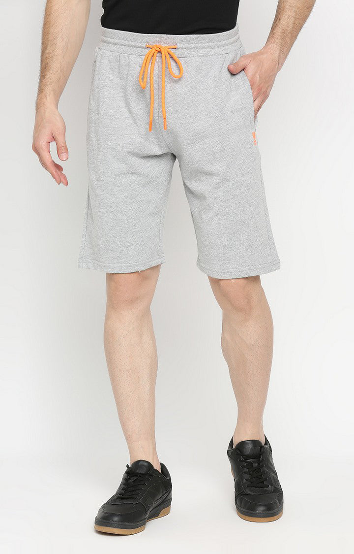 Men Premium Grey Cotton Blend Shorts - UnderJeans by Spykar