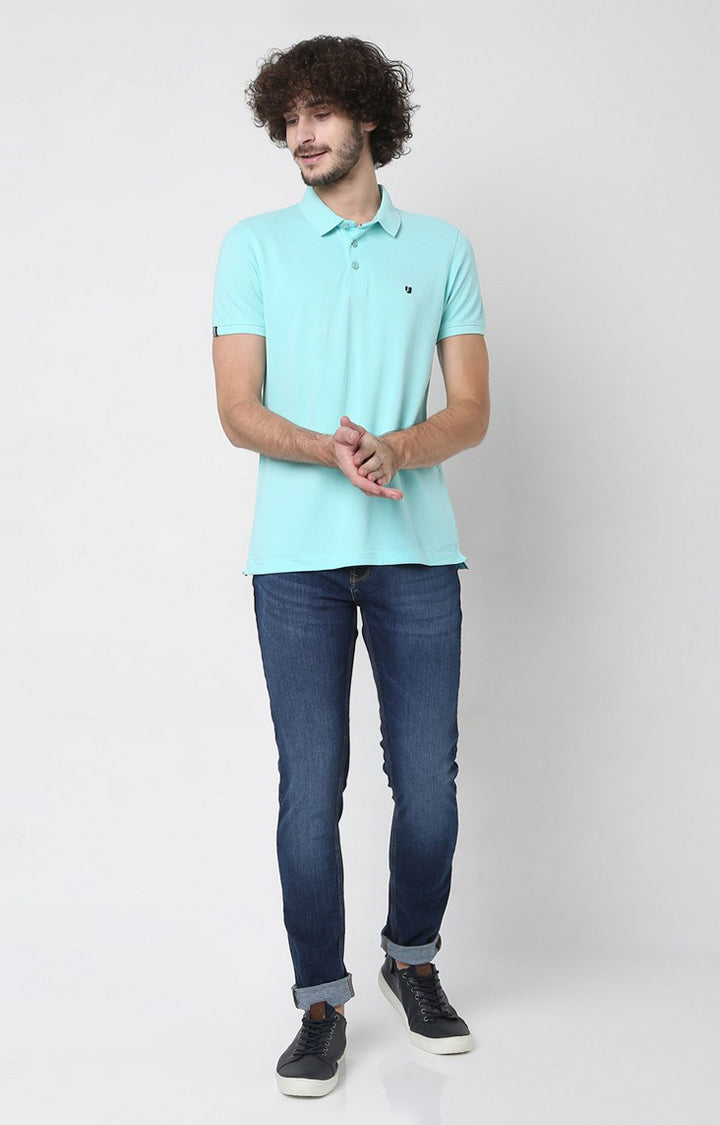 Buy Online|Spykar Men Sky Blue Slub Regular Slim Fit Full Sleeve Causal  Printed Shirt