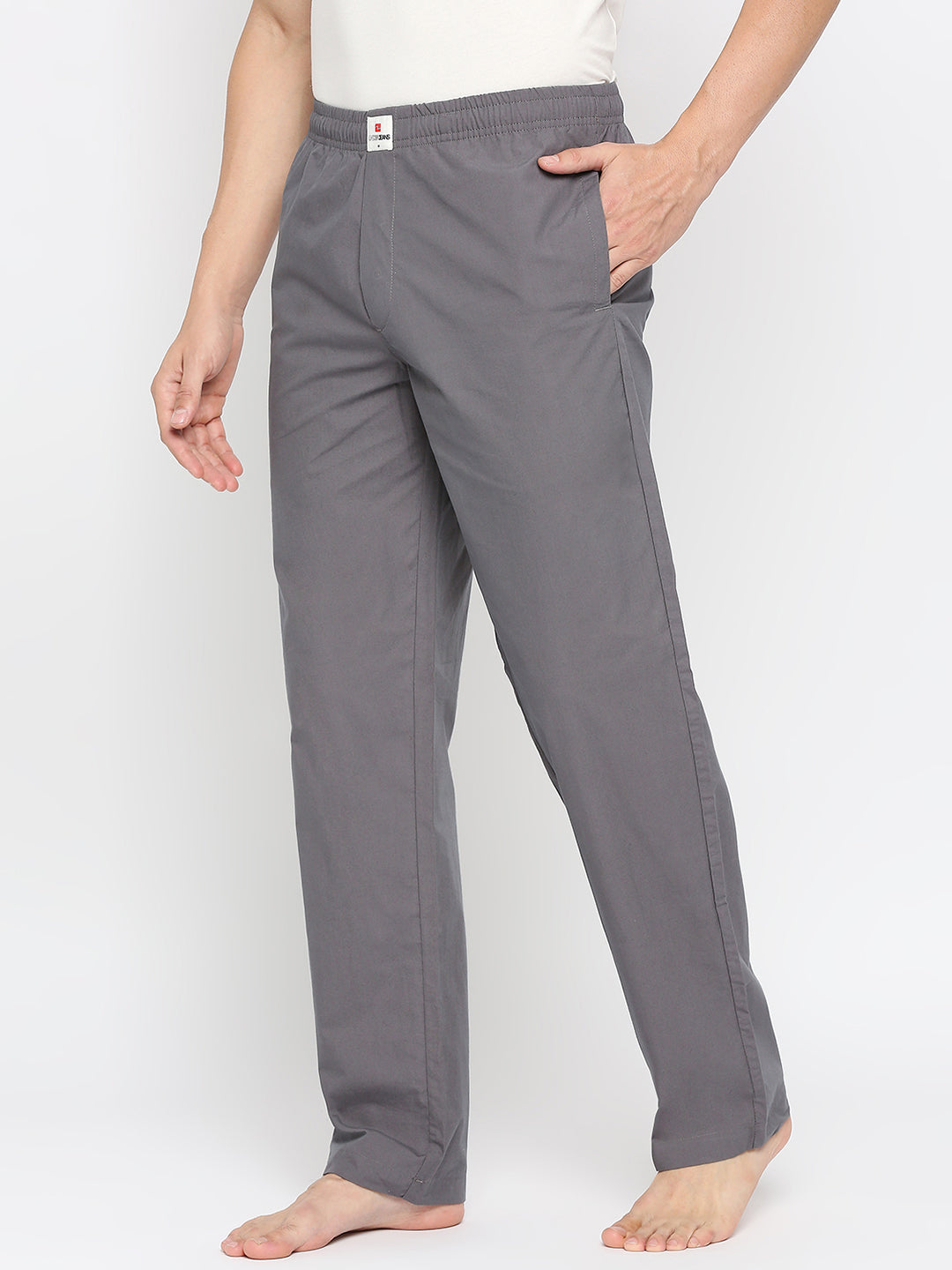 Men Premium Dark Grey Cotton Printed Pyjama - UnderJeans by Spykar