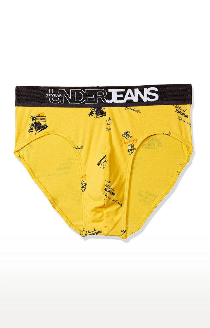 Yellow Cotton Brief for Men Premium - (Pack of 2)- UnderJeans by Spykar