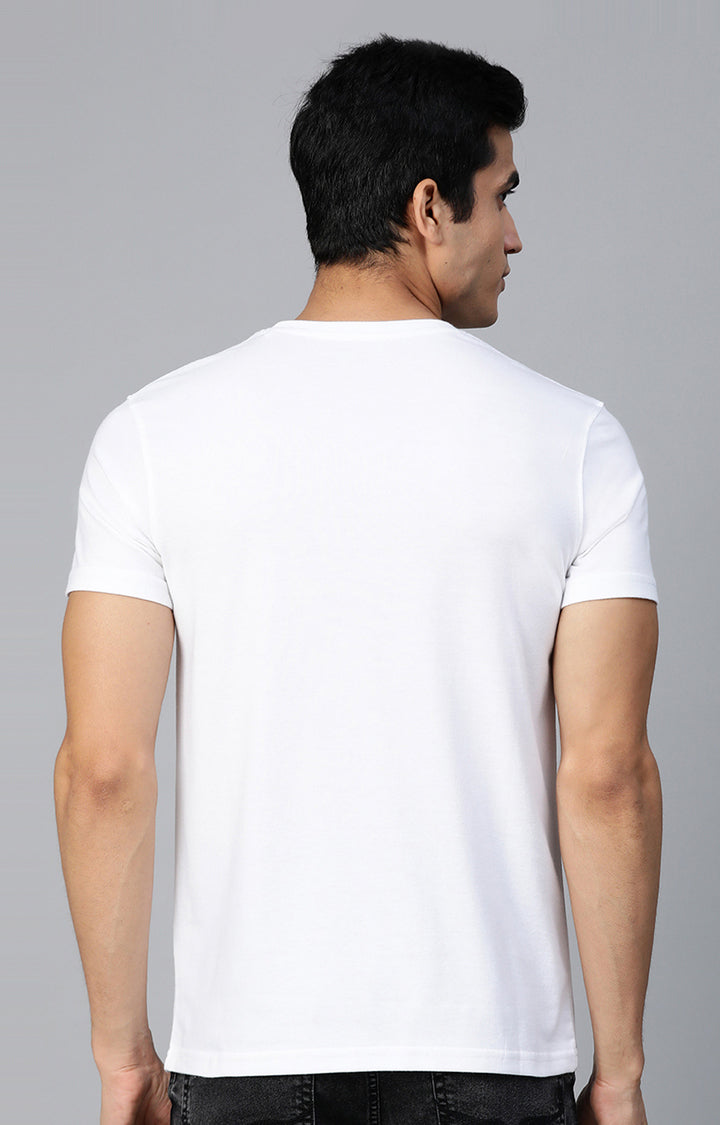 White Cotton Printed Round Neck T-Shirts- UnderJeans by Spykar