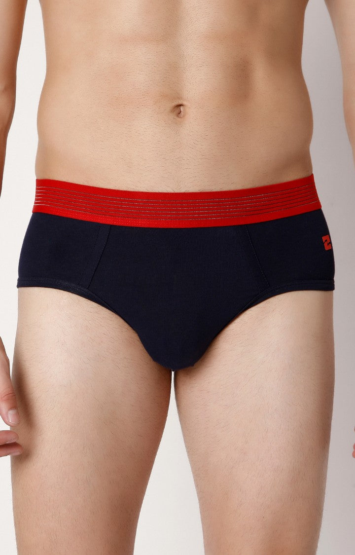 Men Premium Navy Cotton Blend Brief- UnderJeans by Spykar