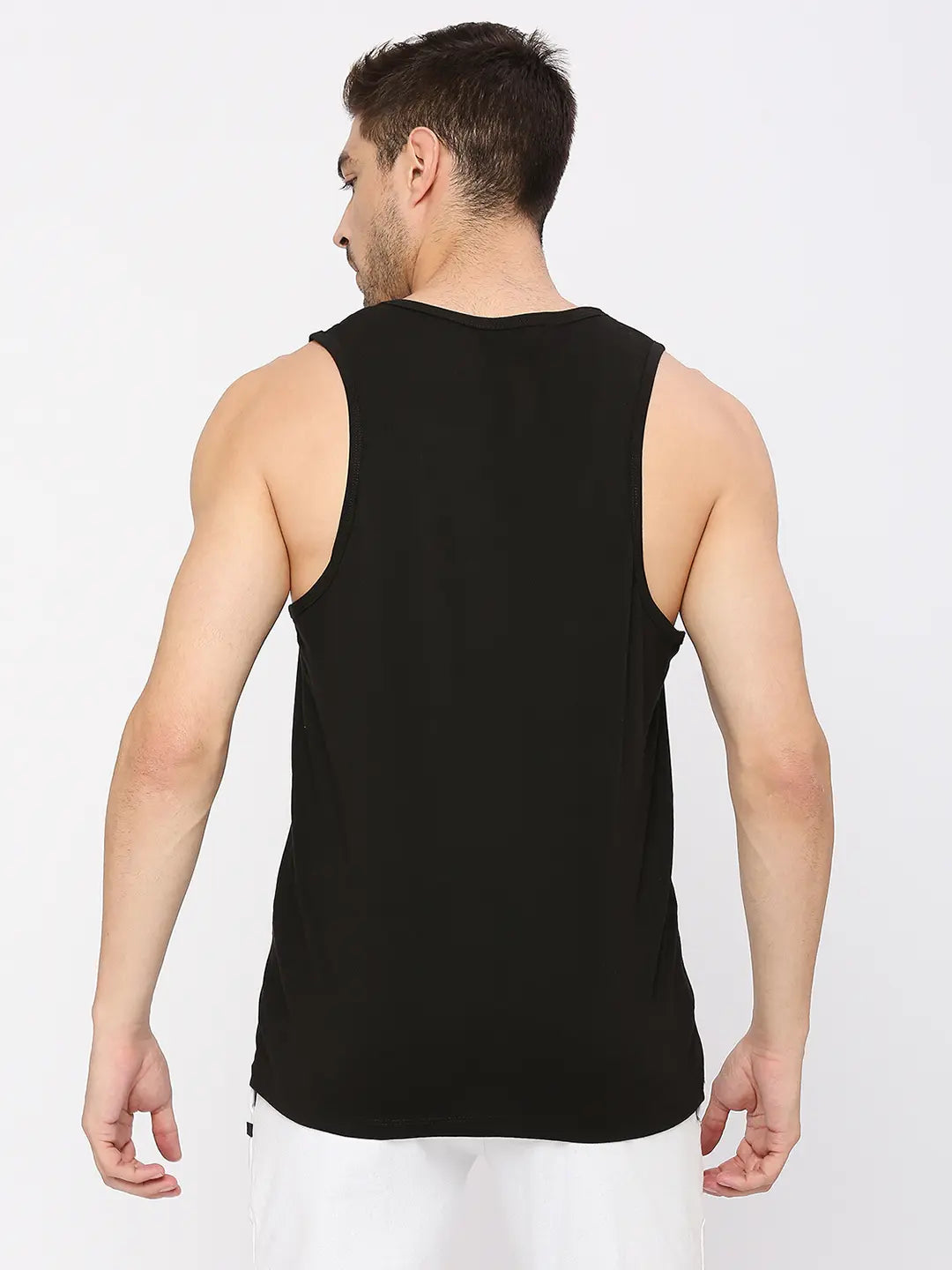 Men Premium Fashion Black Muscle Vest- Underjeans by Spykar