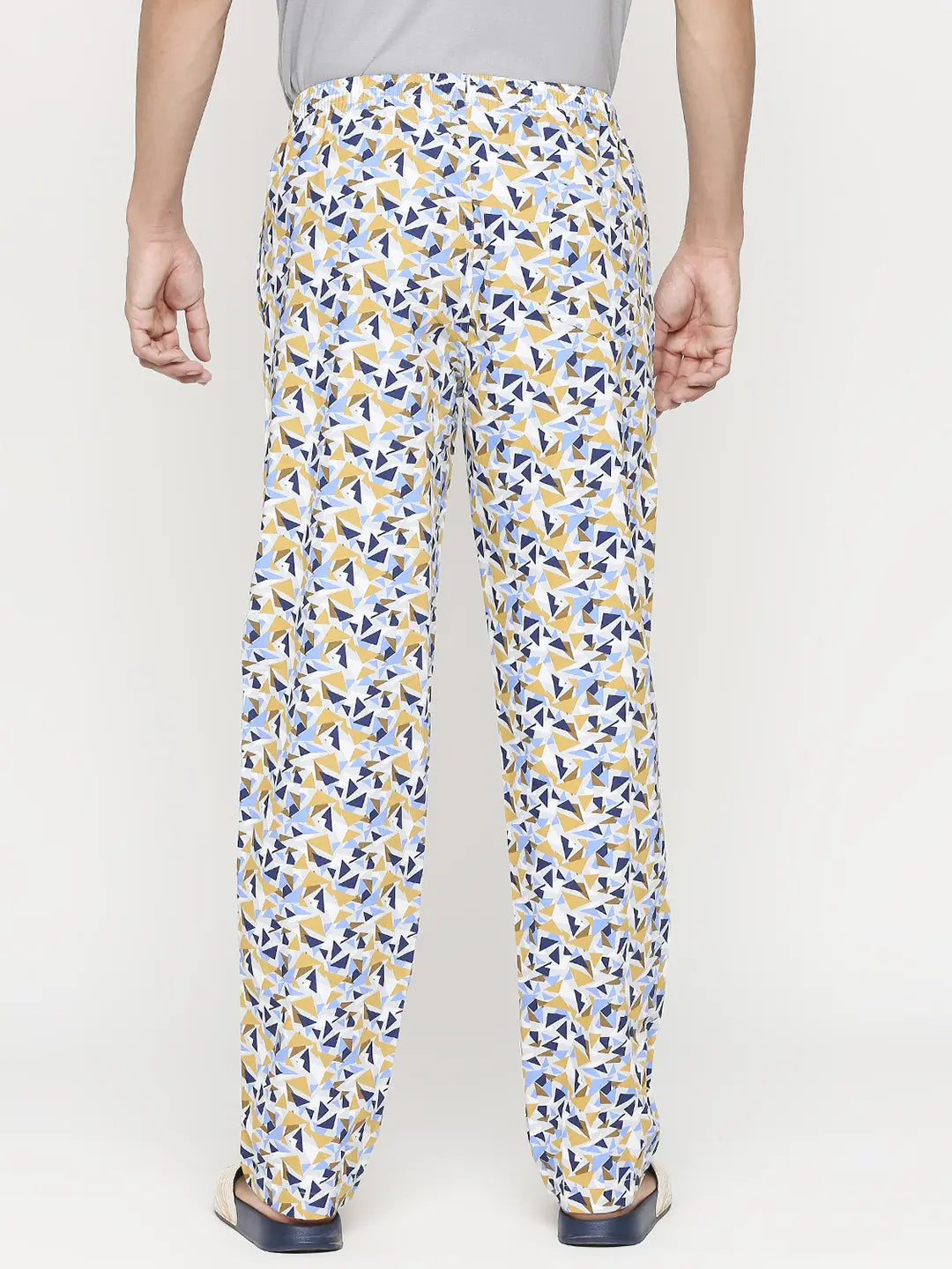 Men Premium Yellow & Grey Cotton Regular Fit Pyjama- UnderJeans by Spykar