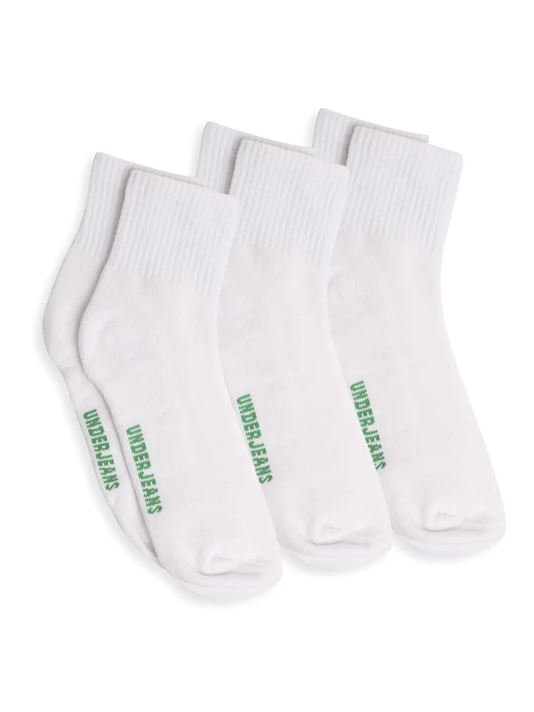 Men Premium White Cotton Socks - Pack Of 3- UnderJeans by Spykar