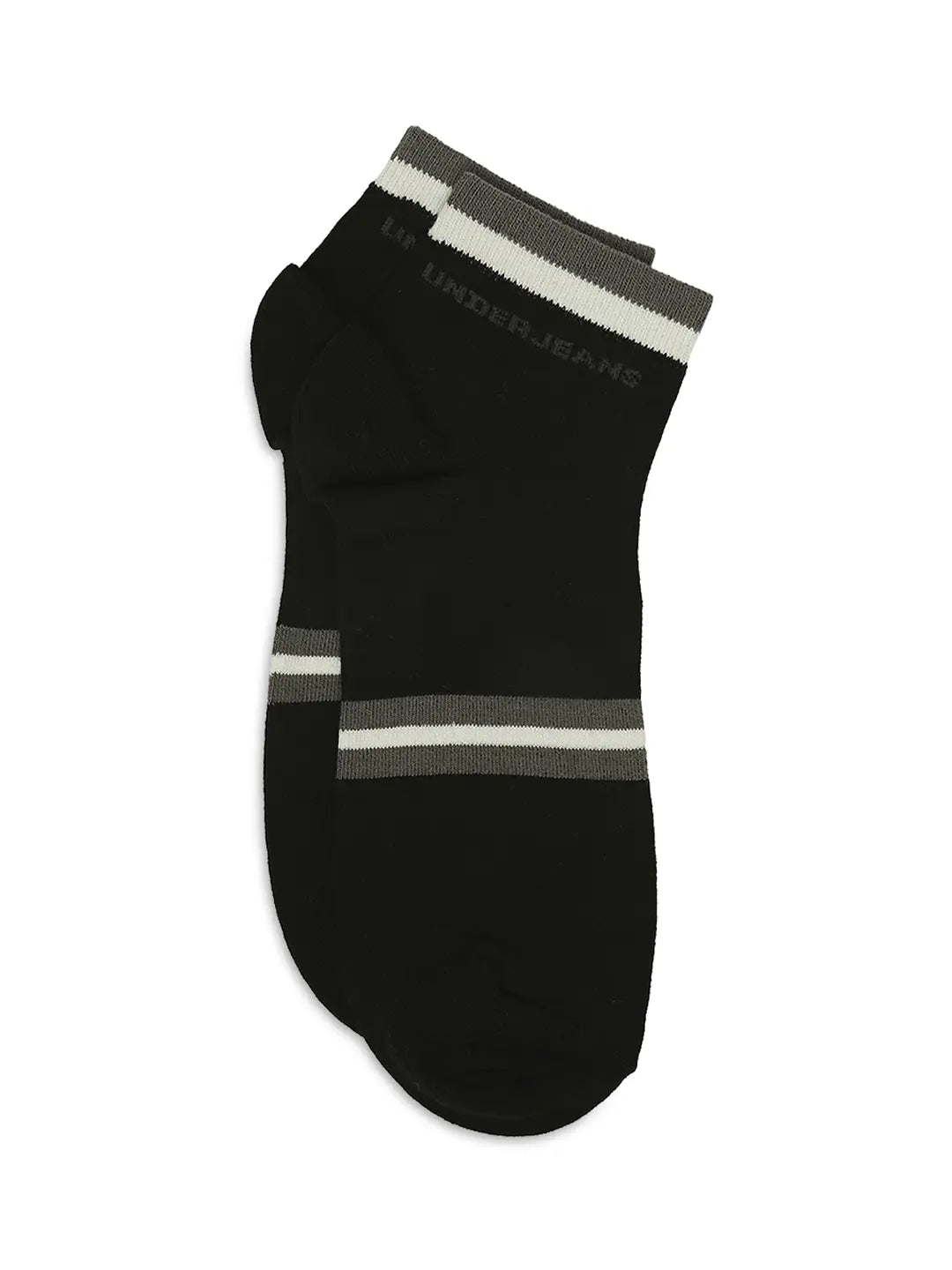 Men Premium Black & Grey Melange Ankle Length Socks - Pack Of 2 - Underjeans by Spykar