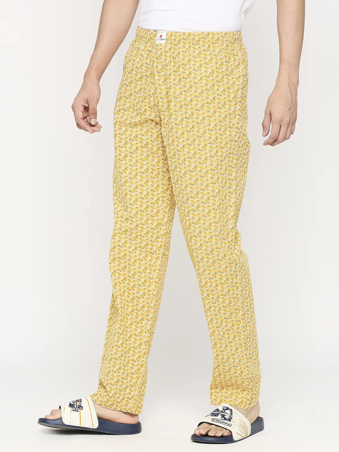 Men Premium Ochre Cotton Regular Fit Pyjama - UnderJeans by Spykar
