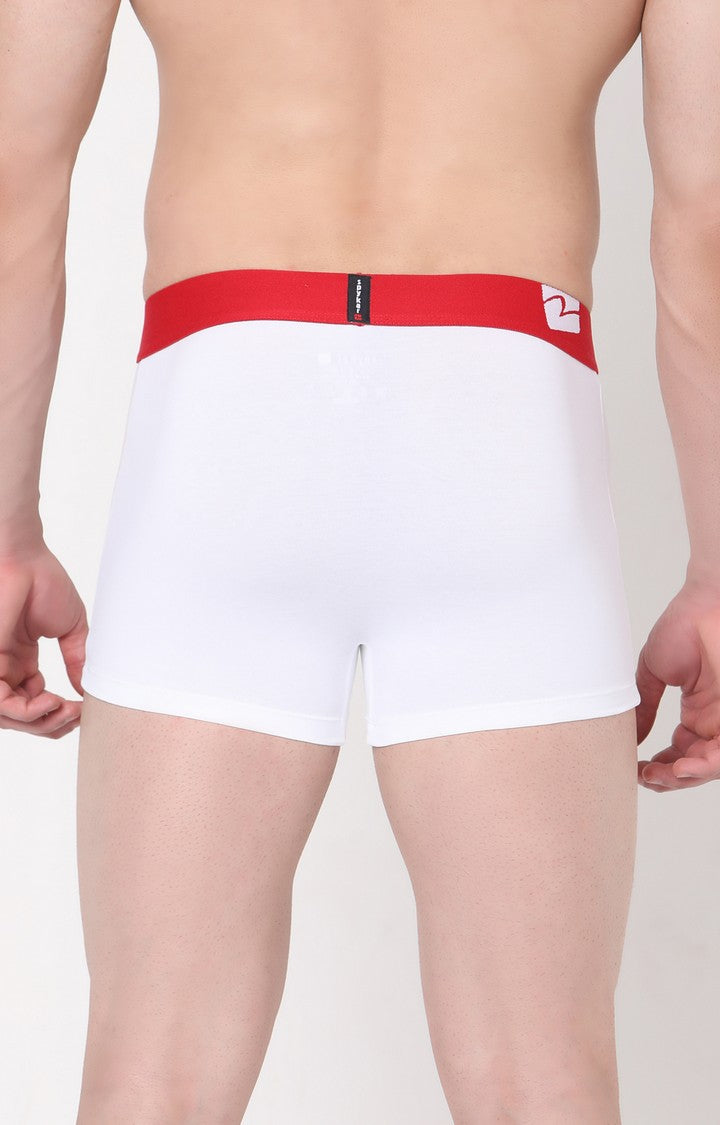 Men Premium Cotton Blend White Trunk - (Pack of 2)- UnderJeans by Spykar